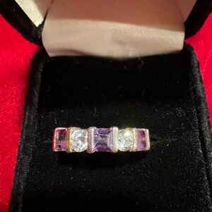 Sterling Silver 925 Genuine Amethyst And Topaz Size 8